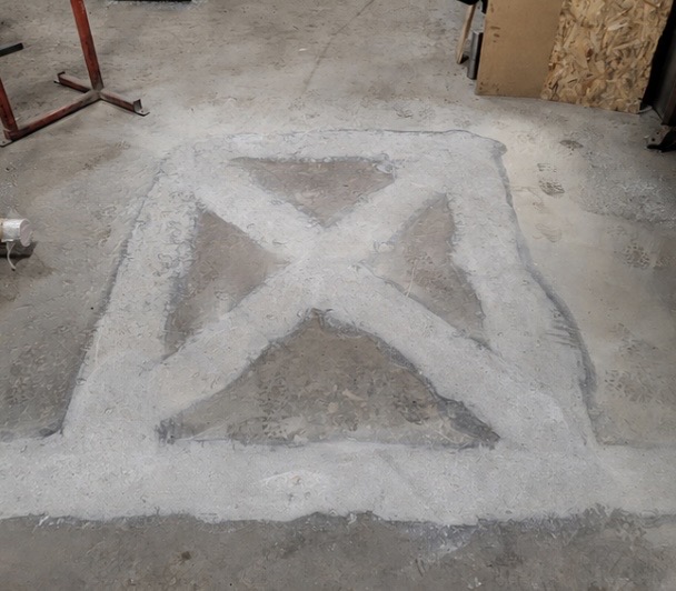 Bare concrete floor before safety line marking
