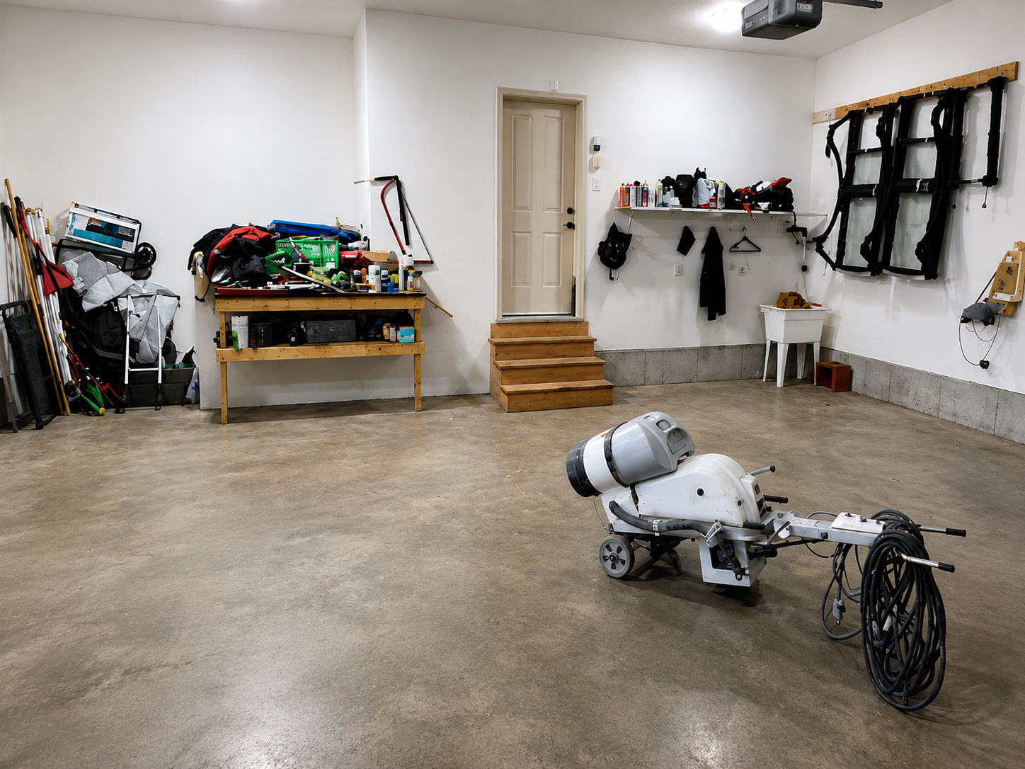 Bare concrete residential garage floor before epoxy coating
