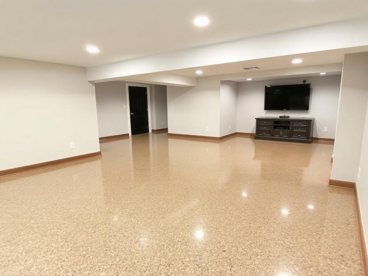 Finished basement epoxy floor