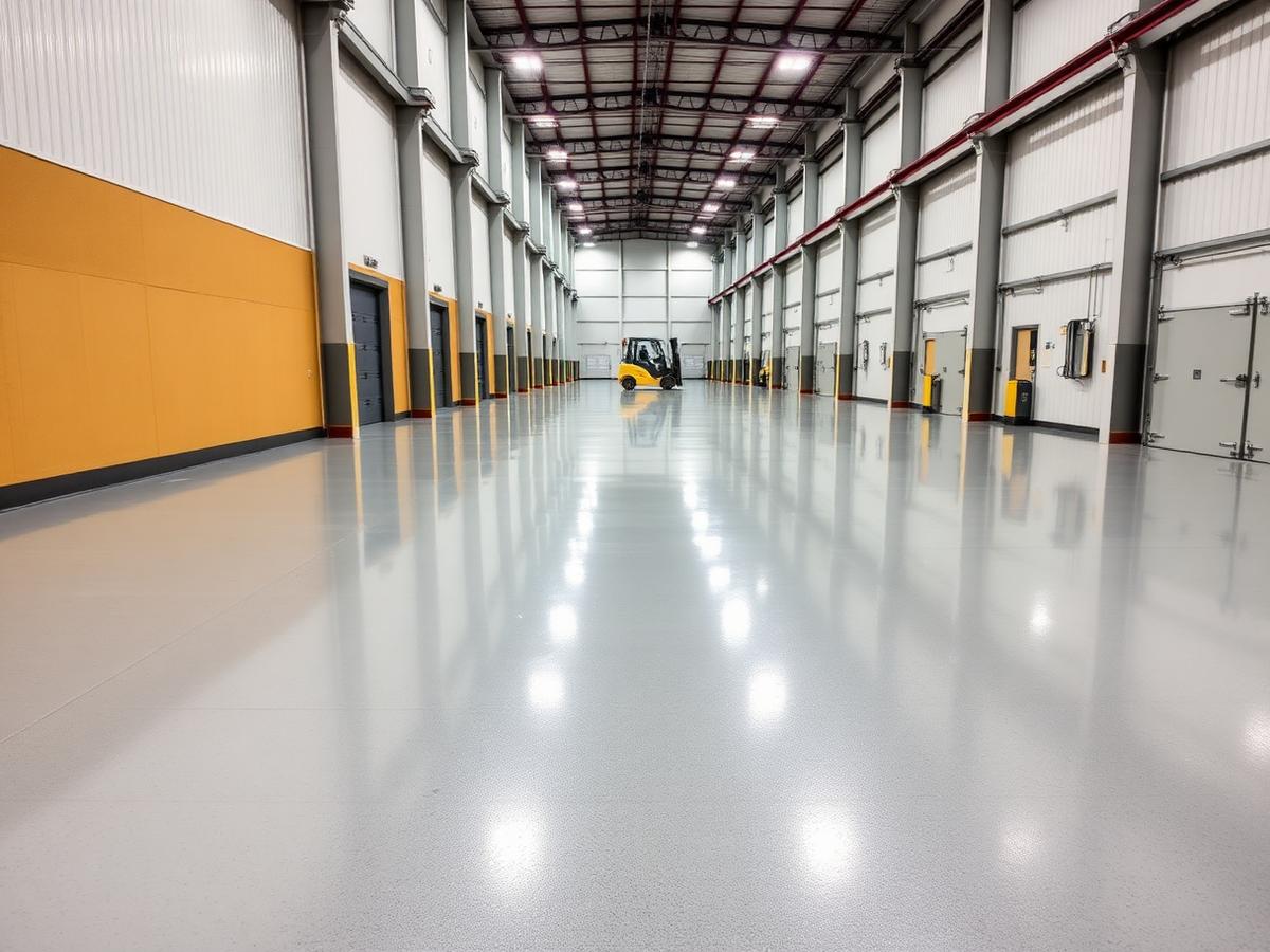 Commercial floor with safety line markings and protective top coat