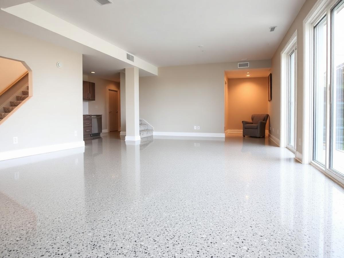 Light grey basement epoxy floor